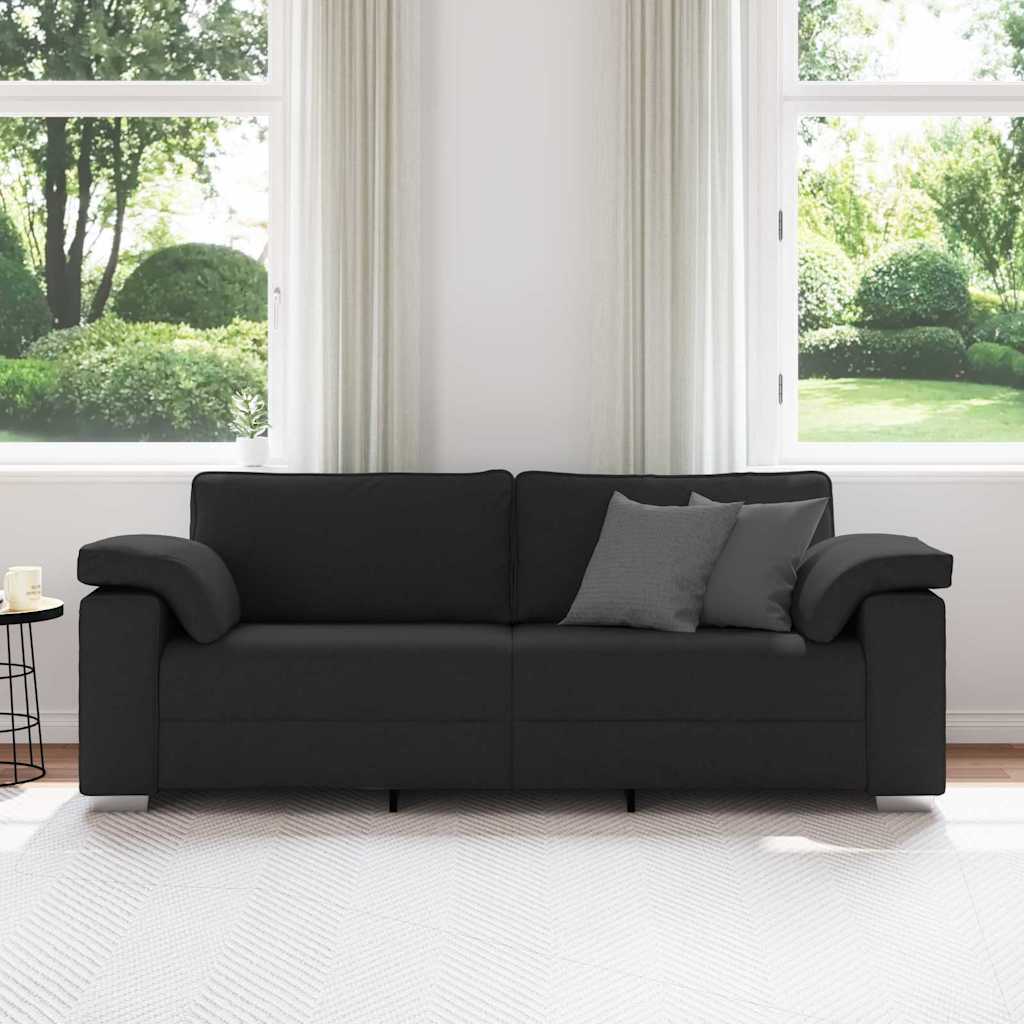 Sofa mit Kissen Schwarz 219 x 77 x 82 cm Stoff