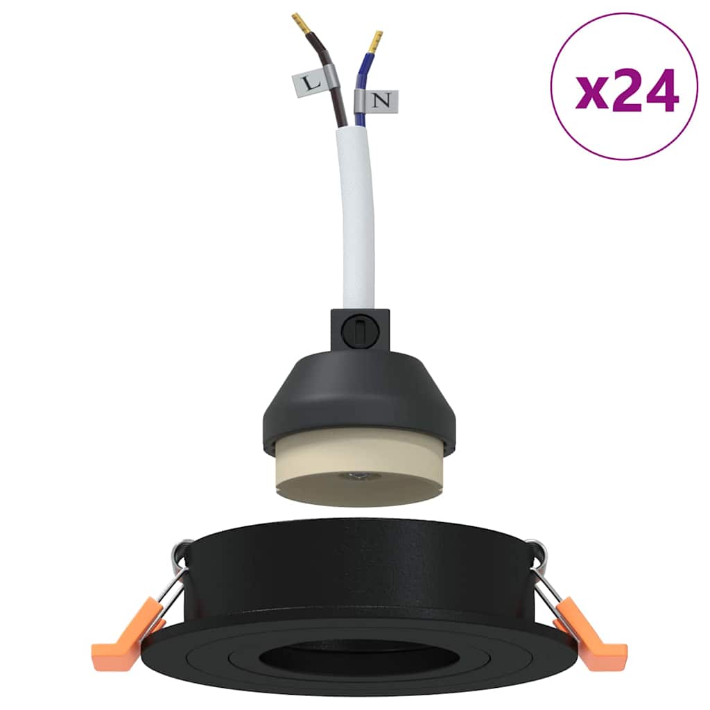 Spotlights 24 pcs Schwarz 9 x 9 x cm Aluminium