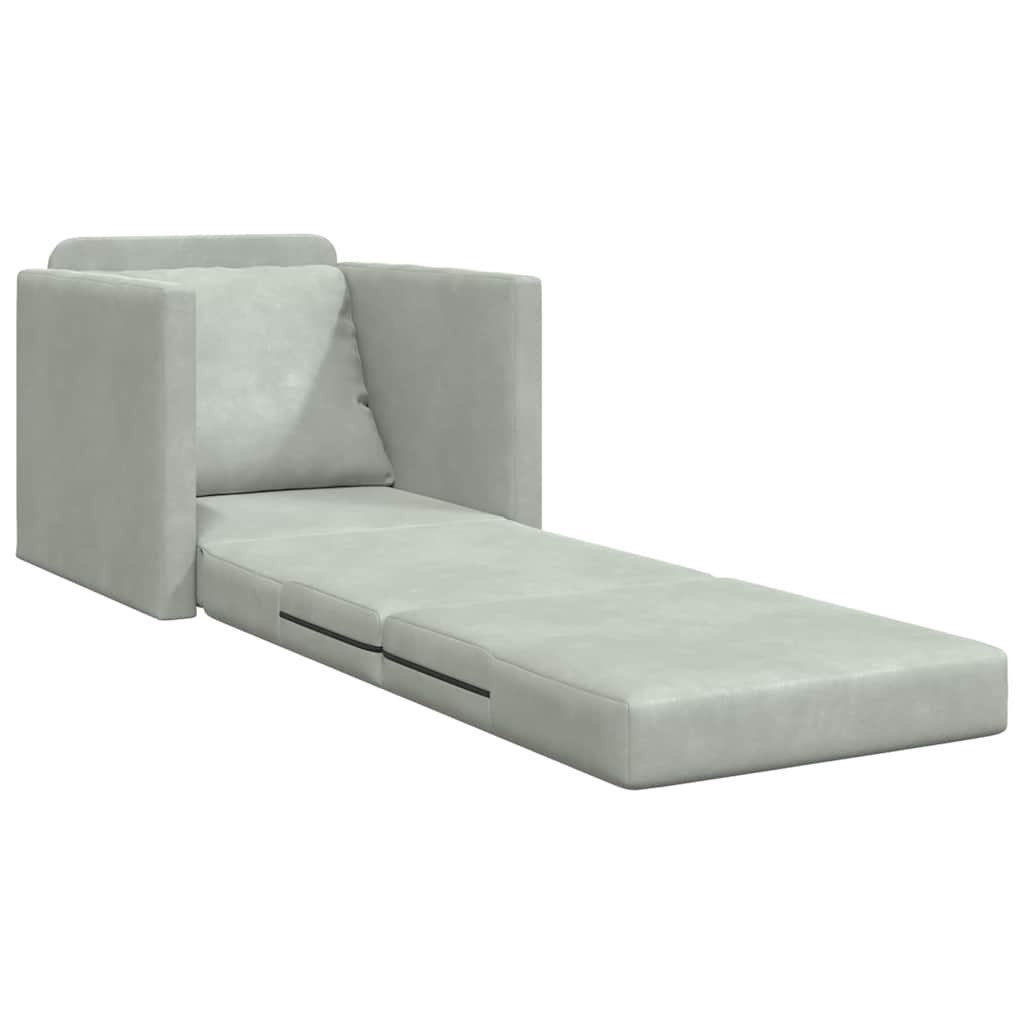 Fußsofa-Bett mit Kissen Hellgrau 74 x 77 x 81 cm Samt