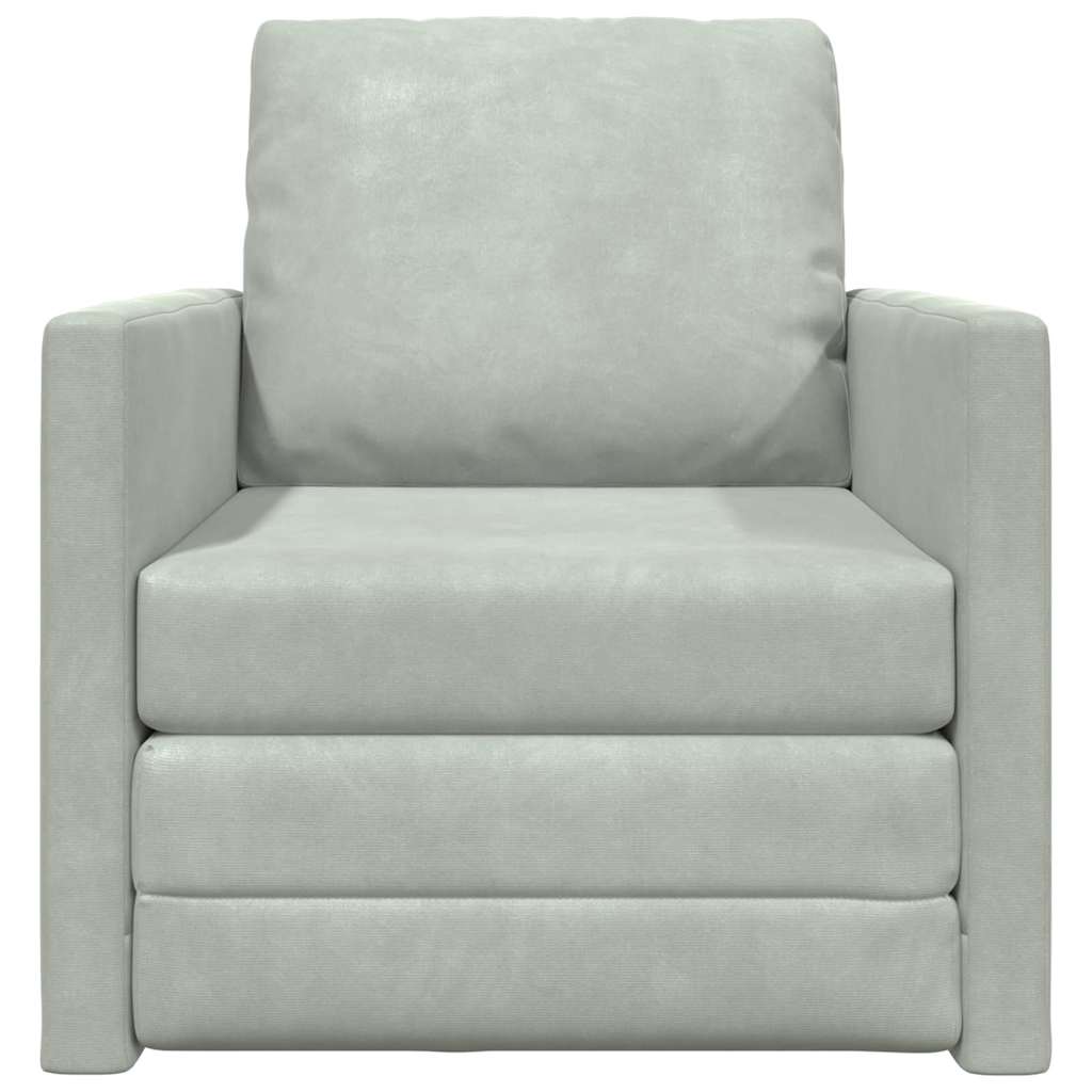 Fußsofa-Bett mit Kissen Hellgrau 74 x 77 x 81 cm Samt