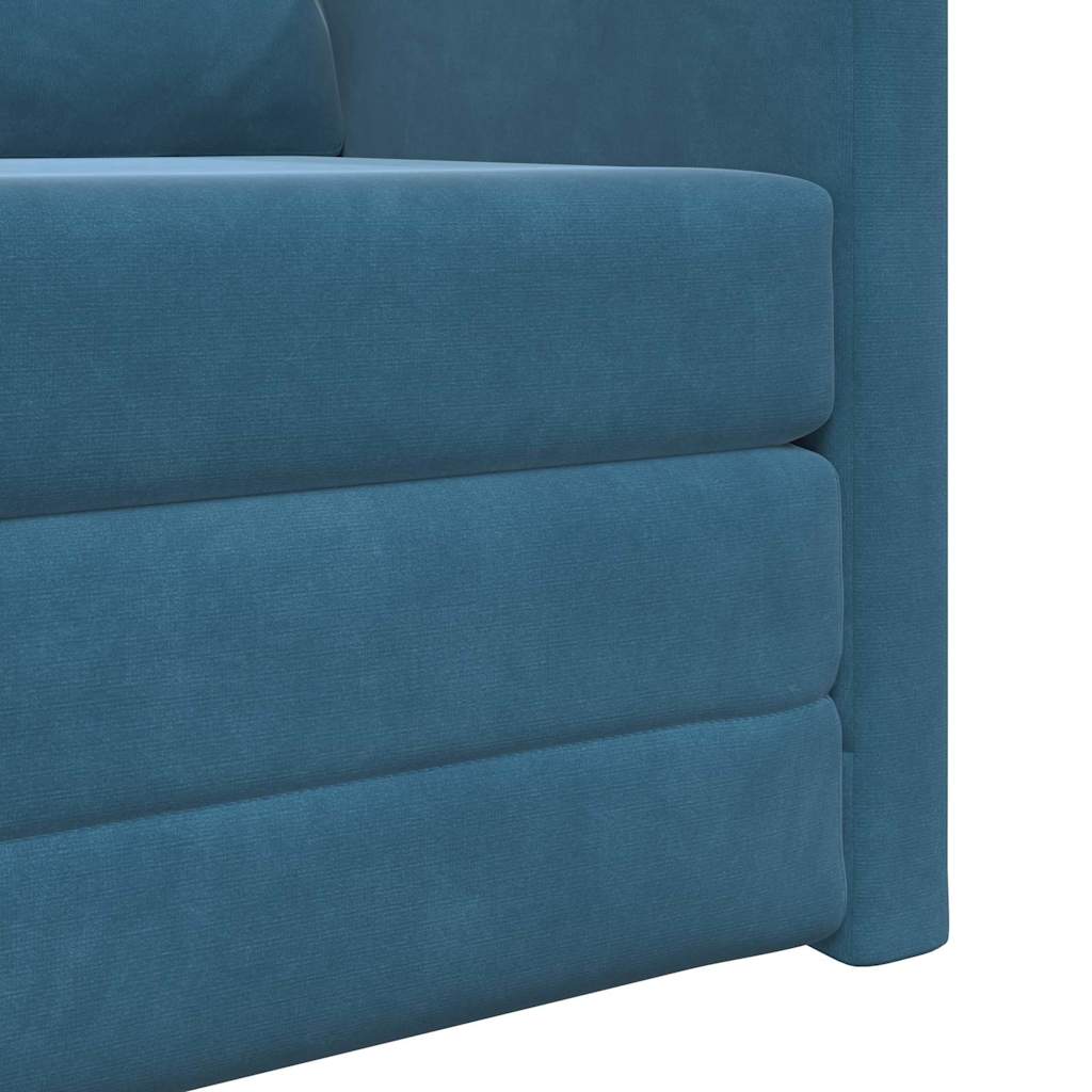 Fußsofa-Bett mit Kissen Blau 74 x 77 x 81 cm Samt