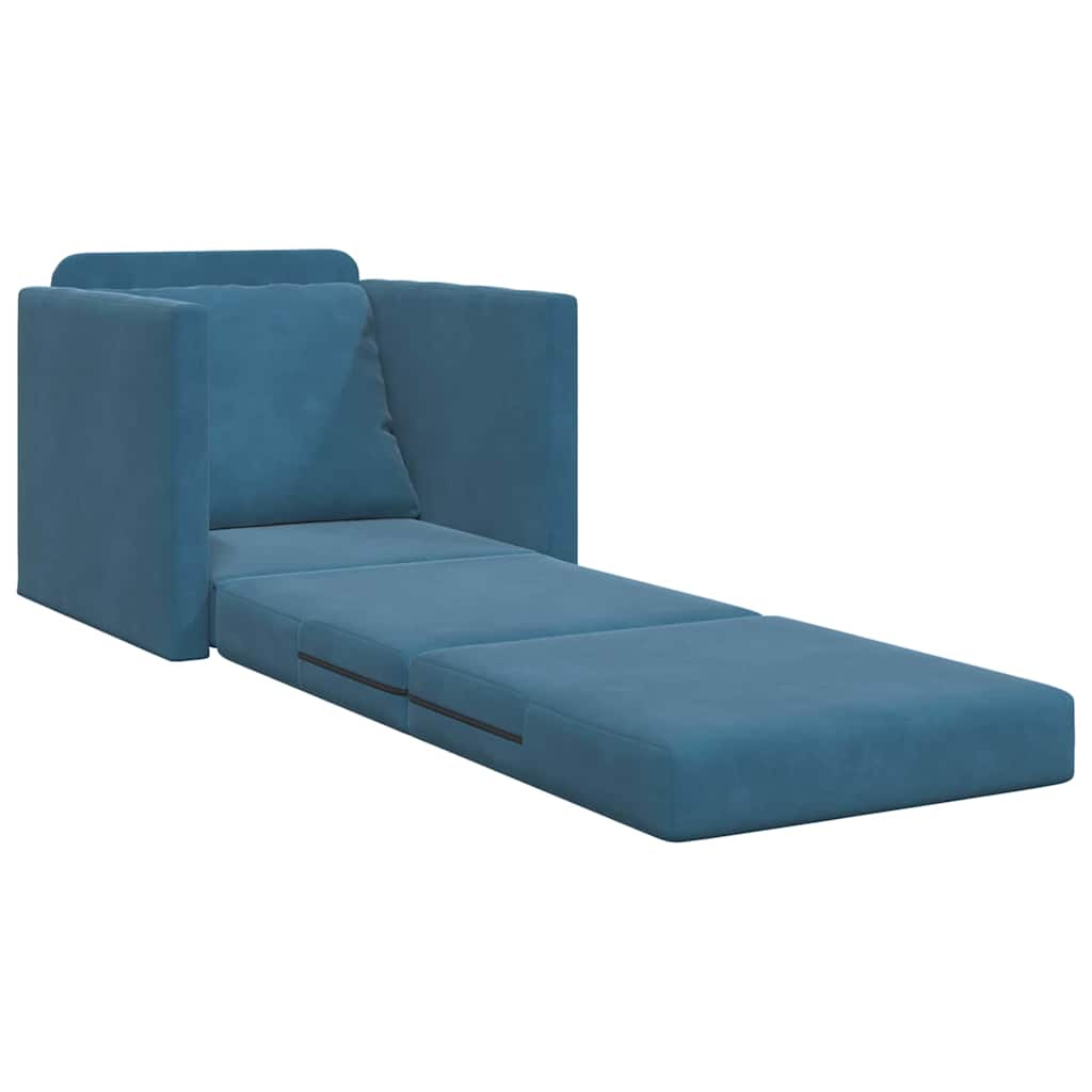 Fußsofa-Bett mit Kissen Blau 74 x 77 x 81 cm Samt