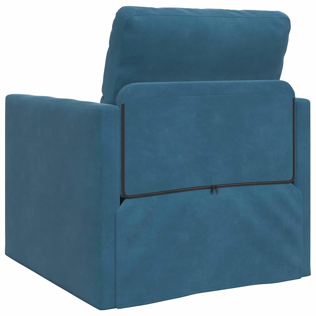 Fußsofa-Bett mit Kissen Blau 74 x 77 x 81 cm Samt