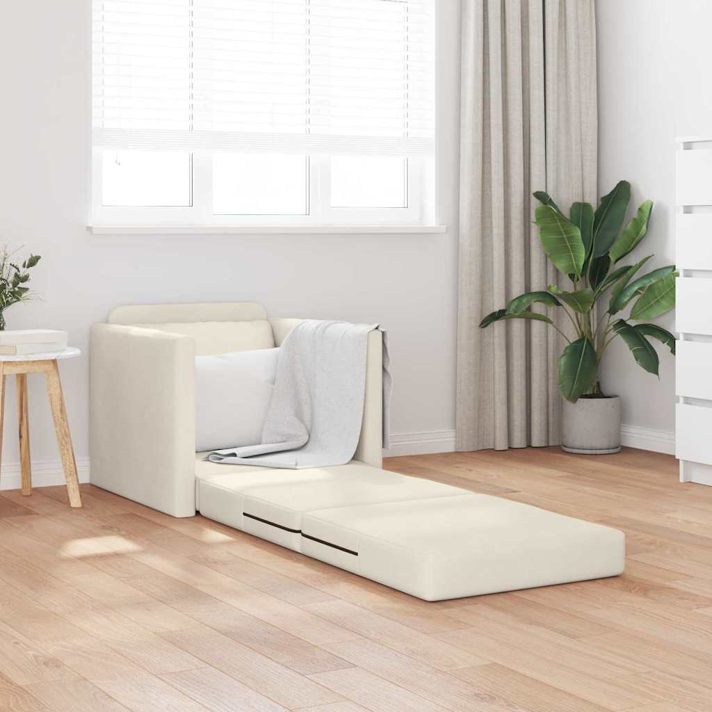 Fußsofa-Bett mit Kissen Creme 74 x 77 x 81 cm Samt