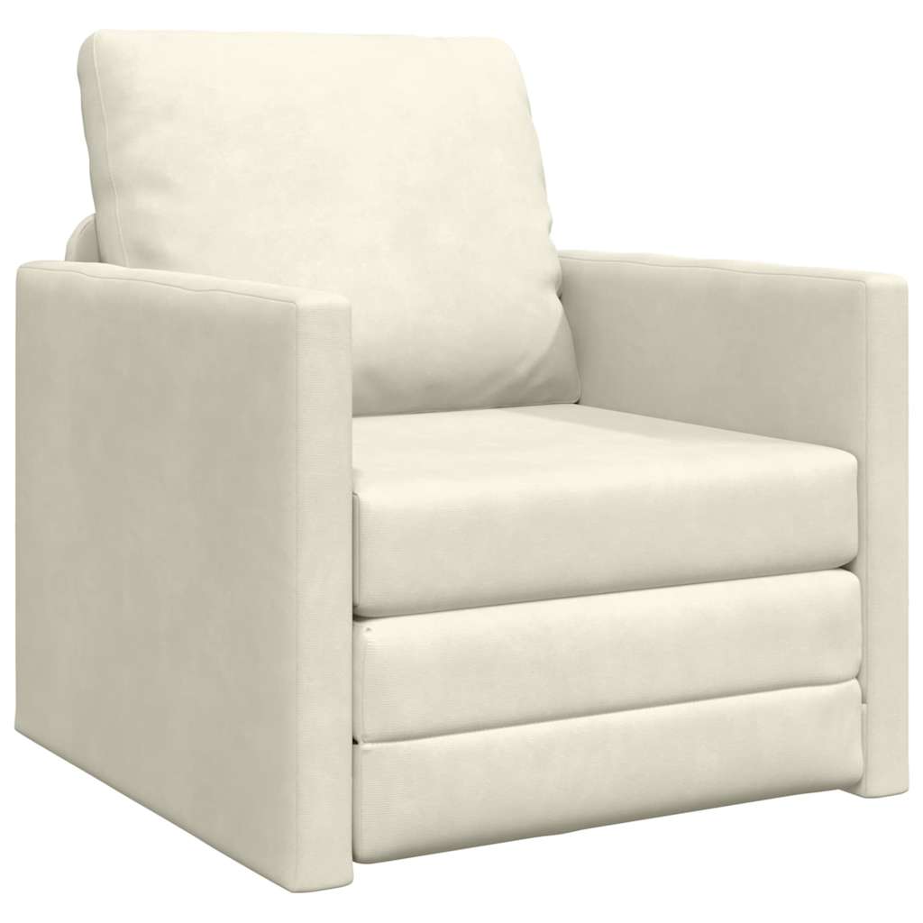 Fußsofa-Bett mit Kissen Creme 74 x 77 x 81 cm Samt