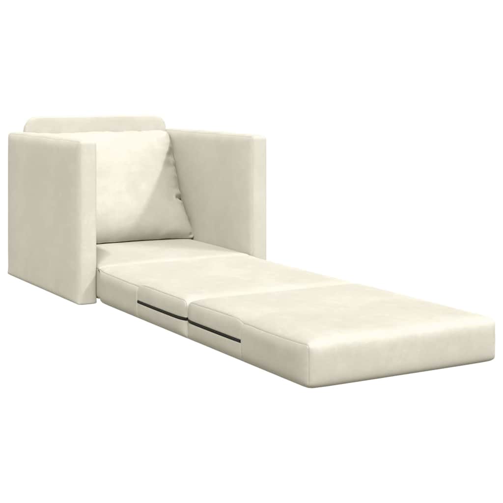 Fußsofa-Bett mit Kissen Creme 74 x 77 x 81 cm Samt