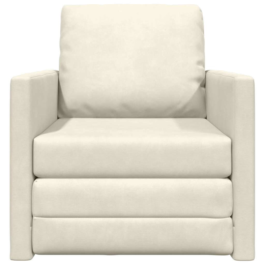 Fußsofa-Bett mit Kissen Creme 74 x 77 x 81 cm Samt
