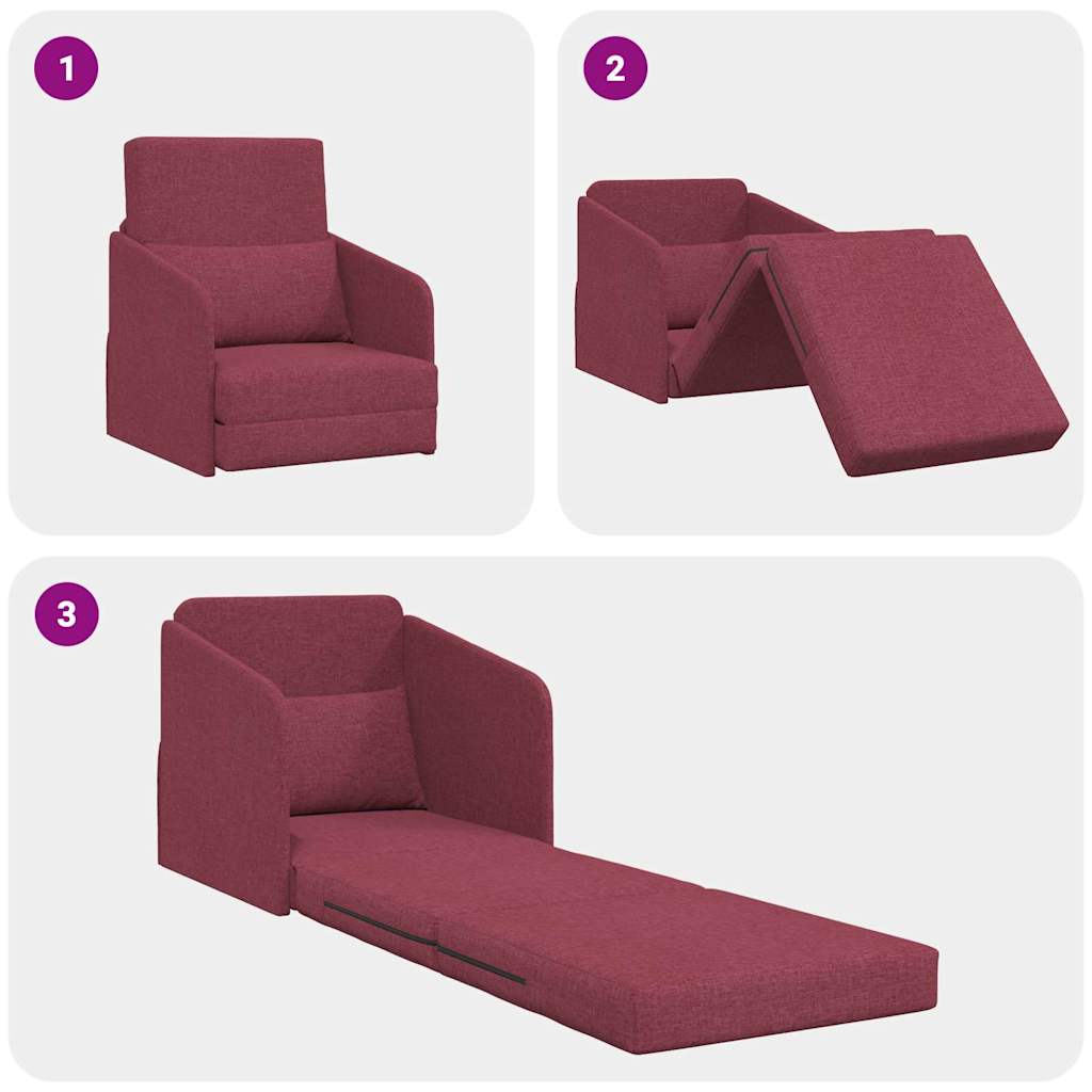 Sofa Bett Weinrot 65 x 80 x 83 cm Stoff