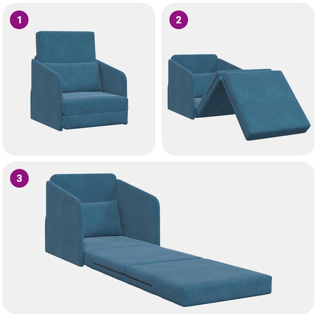 Sofa Bett Blau 65 x 80 x 83 cm Samt