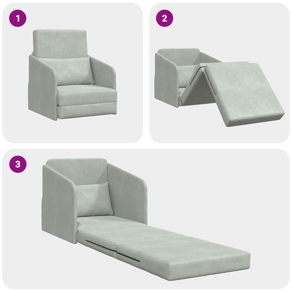 Sofa Bett Hellgrau 65 x 80 x 83 cm Samt