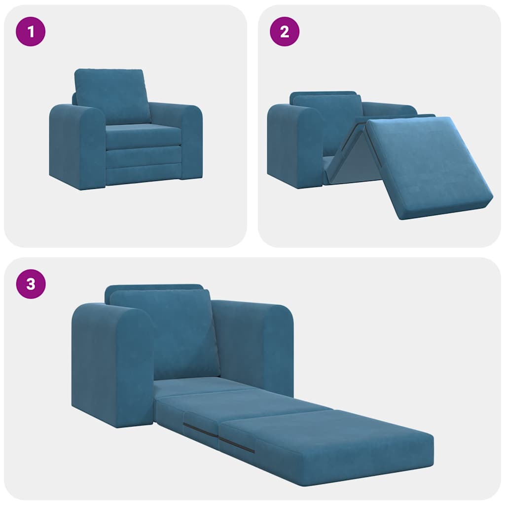 Sofa Bett Blau 98 x 71 x 83 cm Samt