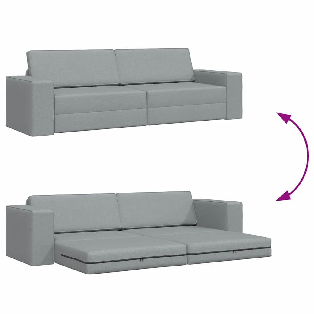 Bodensofa-Bett Hellgrau 245 x 78 x 77 cm Stoff