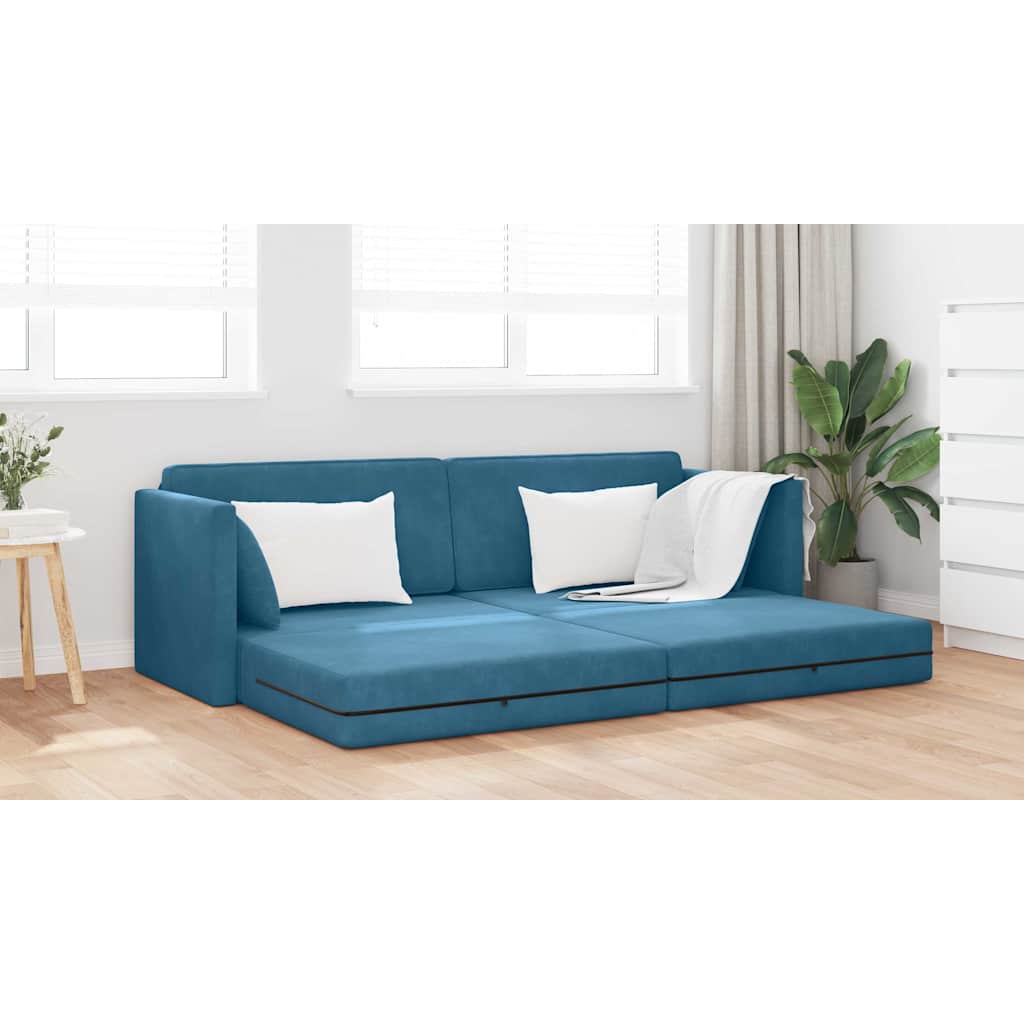 Boden-Schlafsofa Blau 213 x 76 x 77 cm Samt