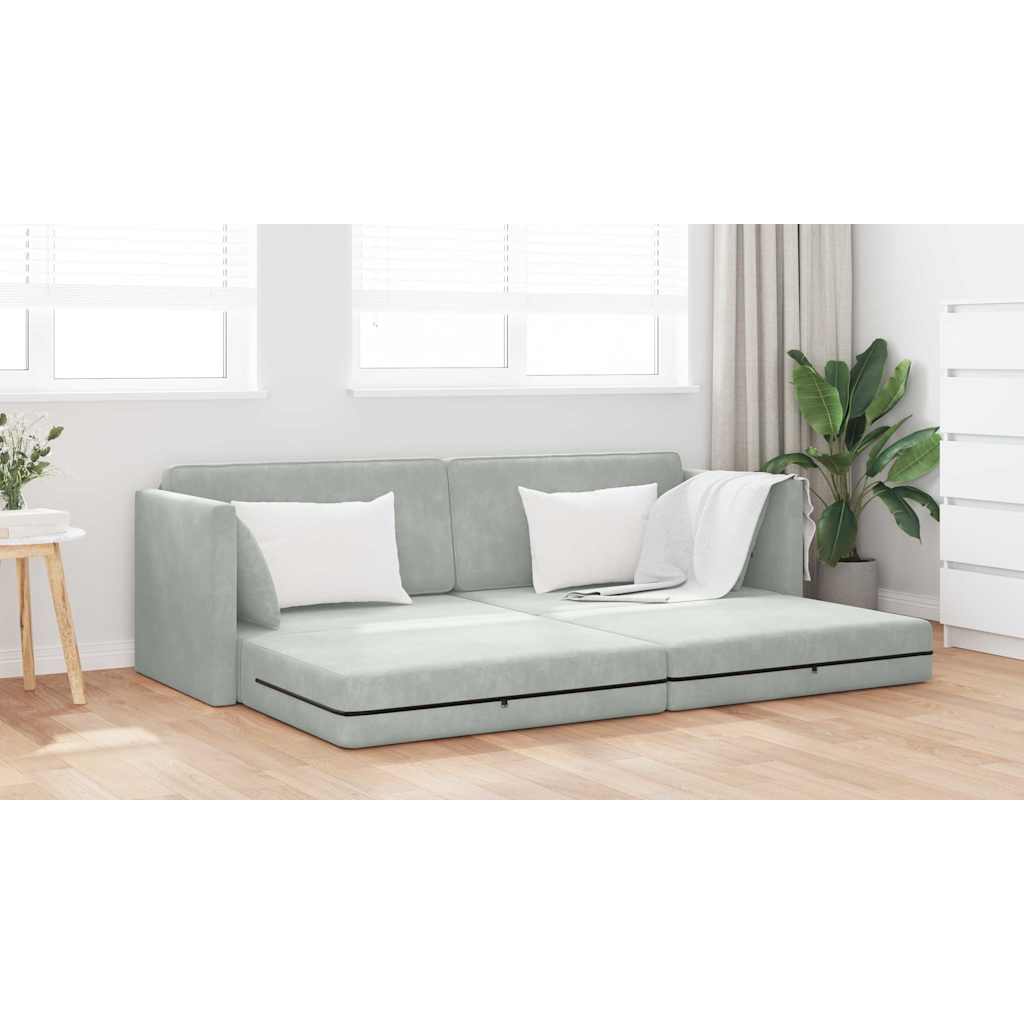 Boden-Schlafsofa Hellgrau 213 x 76 x 77 cm Samt