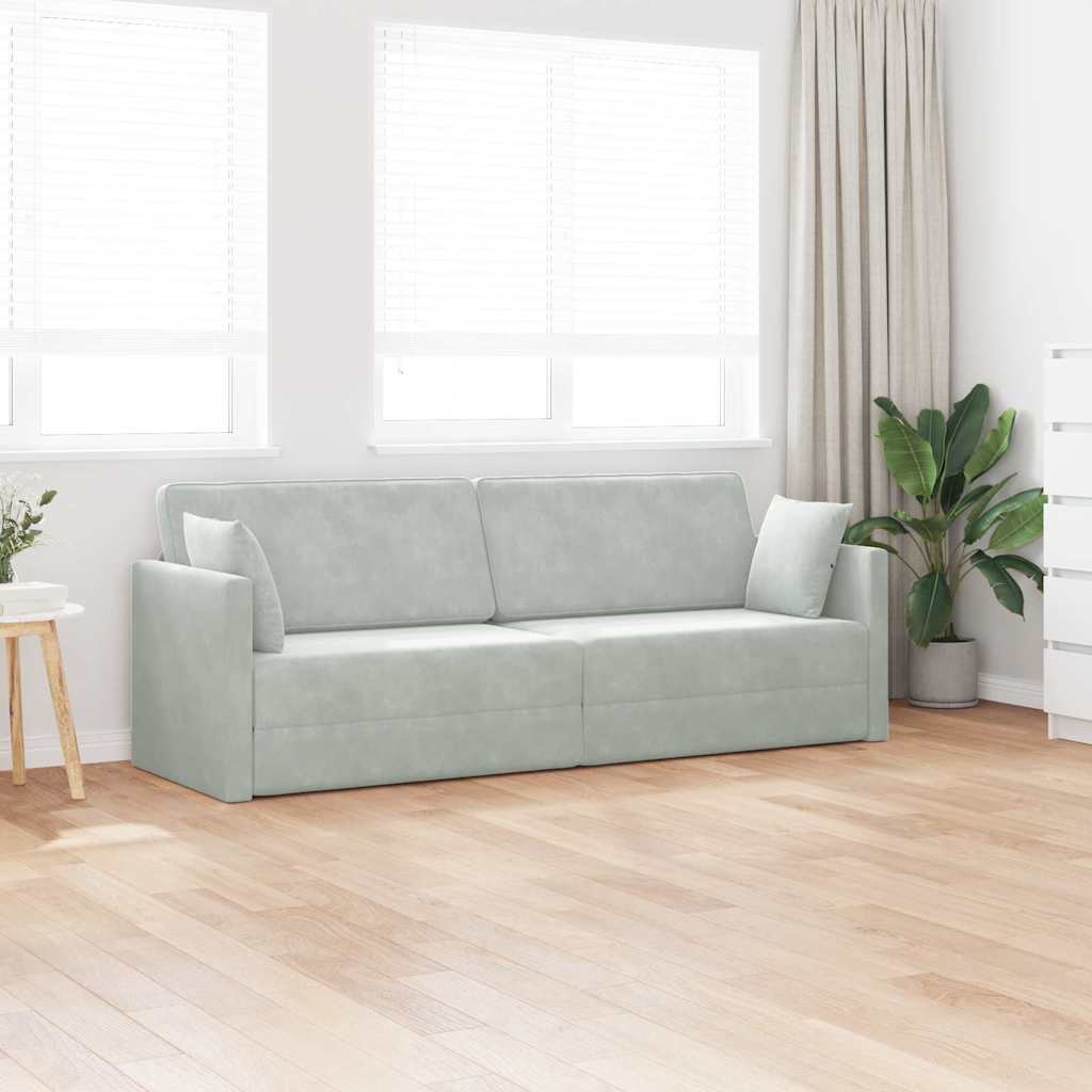 Boden-Schlafsofa Hellgrau 213 x 76 x 77 cm Samt