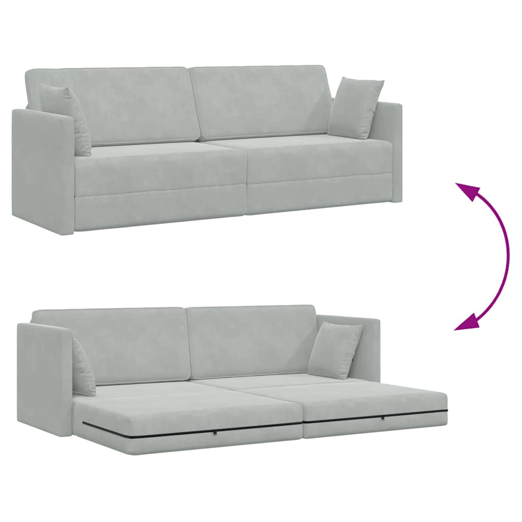 Boden-Schlafsofa Hellgrau 213 x 76 x 77 cm Samt