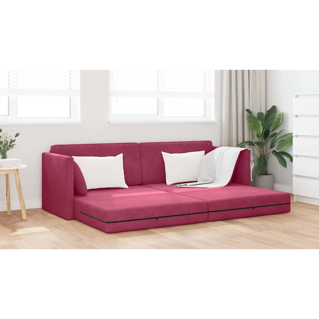 Boden-Schlafsofa Weinrot 213 x 76 x 77 cm Samt