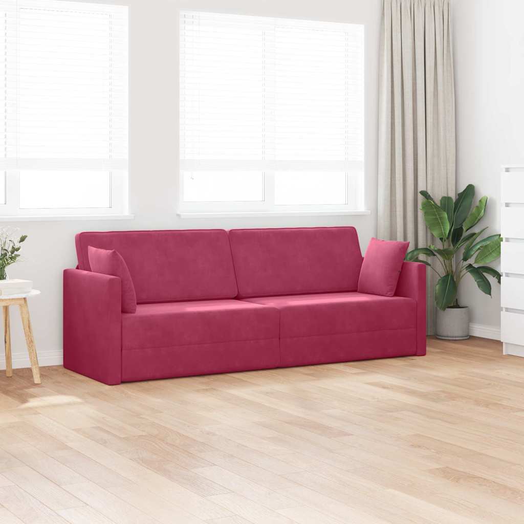 Boden-Schlafsofa Weinrot 213 x 76 x 77 cm Samt