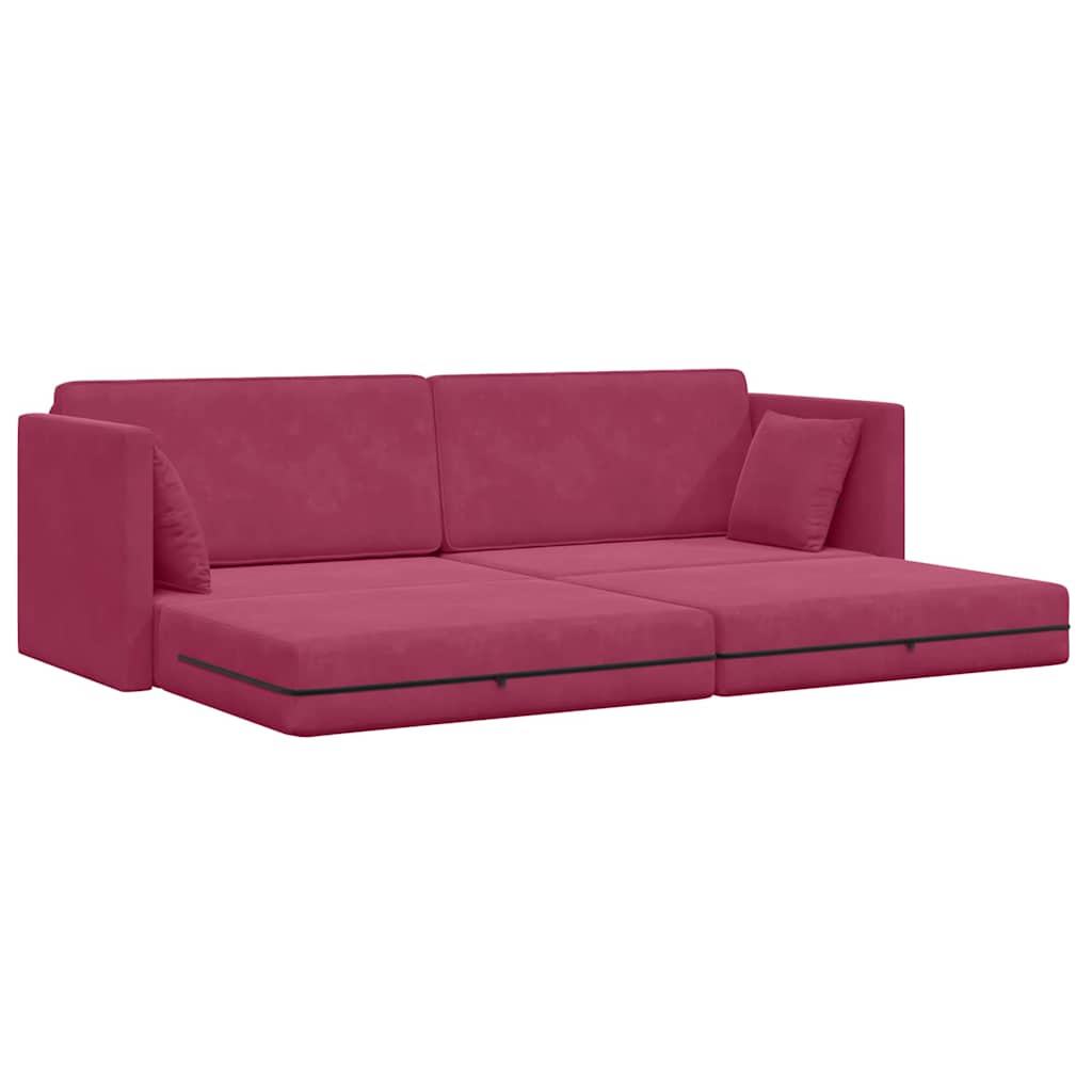 Boden-Schlafsofa Weinrot 213 x 76 x 77 cm Samt