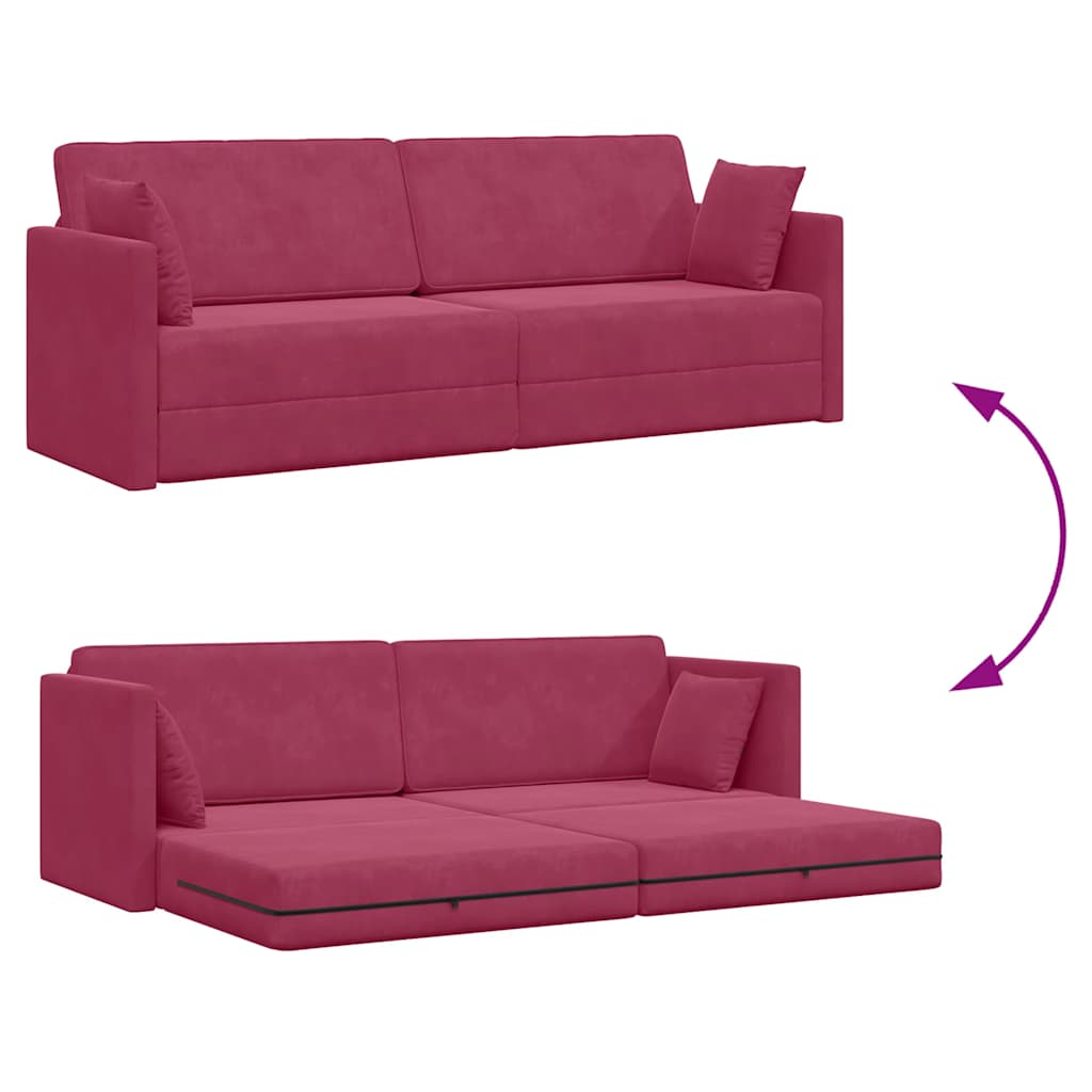 Boden-Schlafsofa Weinrot 213 x 76 x 77 cm Samt