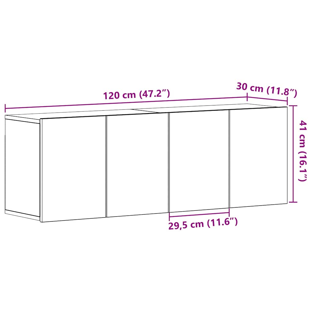 TV-Schränke 2 Stk. Schwarze Eiche 120 x 30 x 41 cm Holzwerkstoff