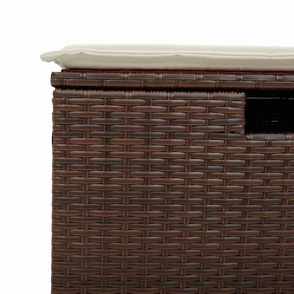 9-tlg. Garten-Sofagarnitur mit Kissen Braun Poly Rattan