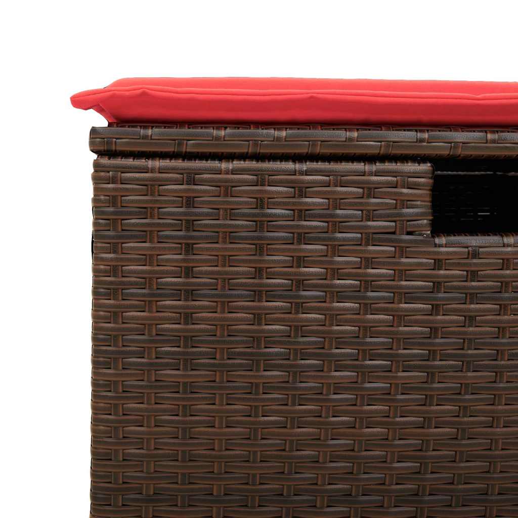 9-tlg. Garten-Sofagarnitur mit Kissen Braun Poly Rattan