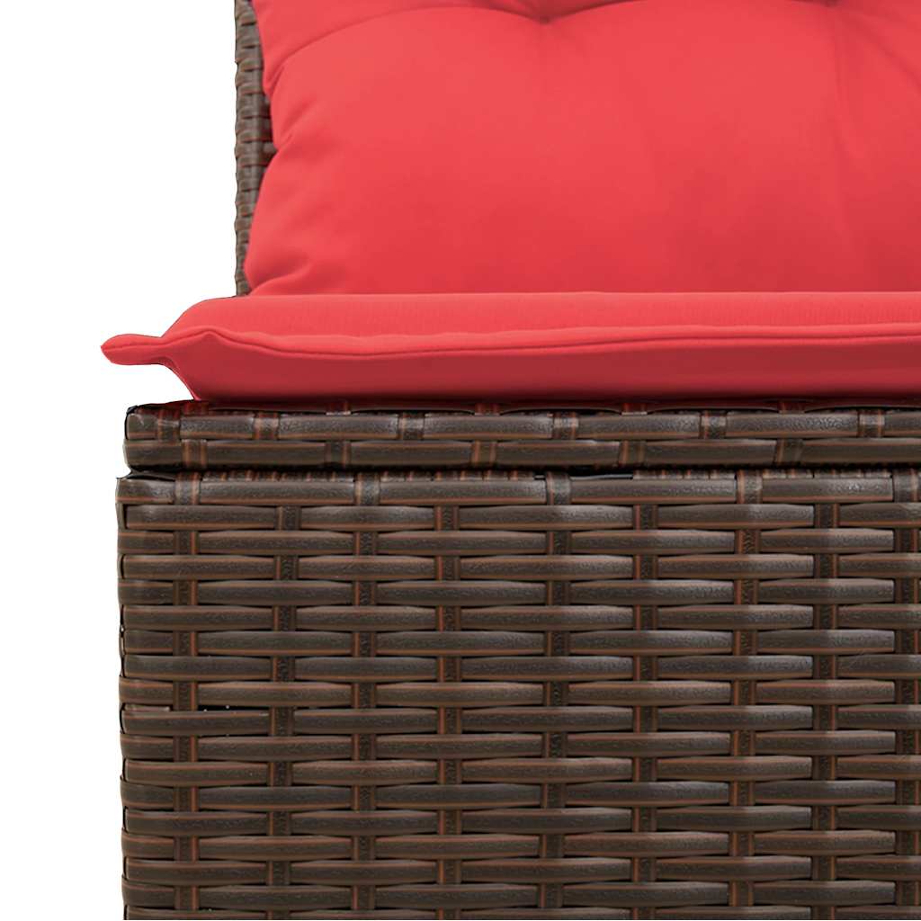 9-tlg. Garten-Sofagarnitur mit Kissen Braun Poly Rattan Akazie
