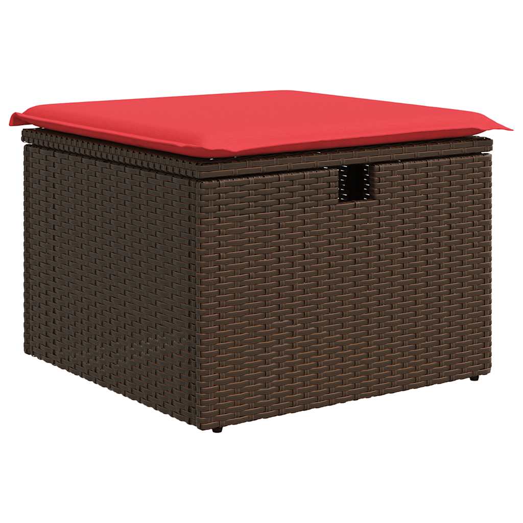 9-tlg. Garten-Sofagarnitur mit Kissen Braun Poly Rattan Akazie