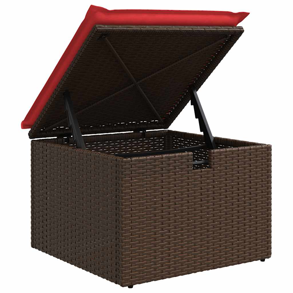 9-tlg. Garten-Sofagarnitur mit Kissen Braun Poly Rattan Akazie