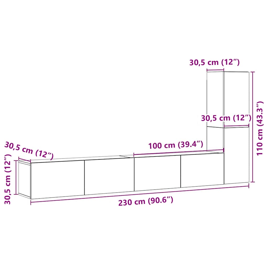TV-Wandschränke 3 Stk. Altholz-Optik Holzwerkstoff