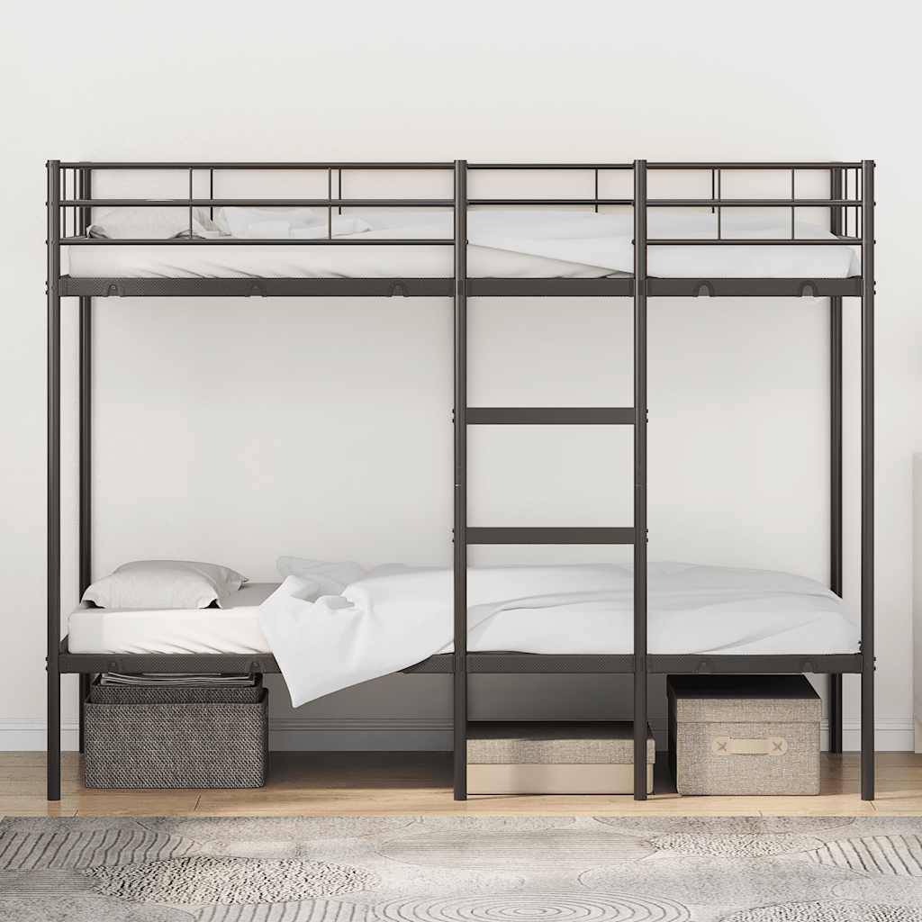 Etagenbett ohne Matratze Schwarz 75x190 cm Stahl