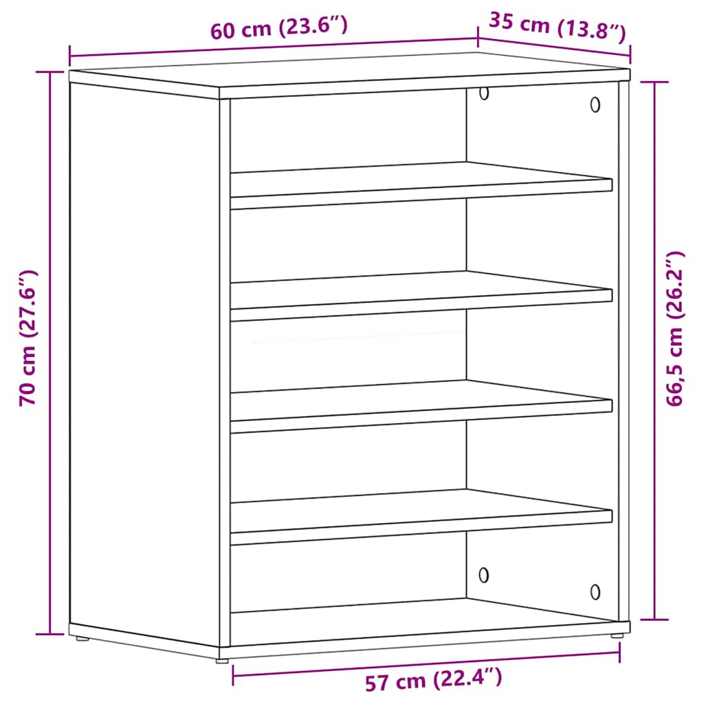 Schuhschrank Schwarze Eiche 60 x 35 x 70 cm Holzwerkstoff