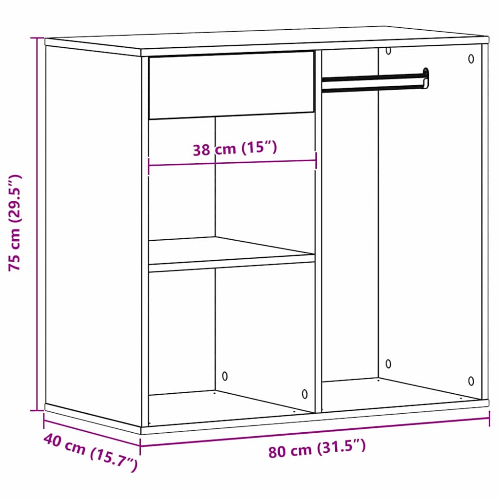 Kosmetikschrank Schwarze Eiche 80 x 40 x 75 cm Holzwerkstoff