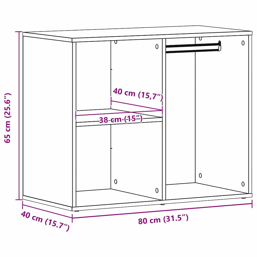 Kosmetikschrank Schwarze Eiche 80 x 40 x 65 cm Holzwerkstoff