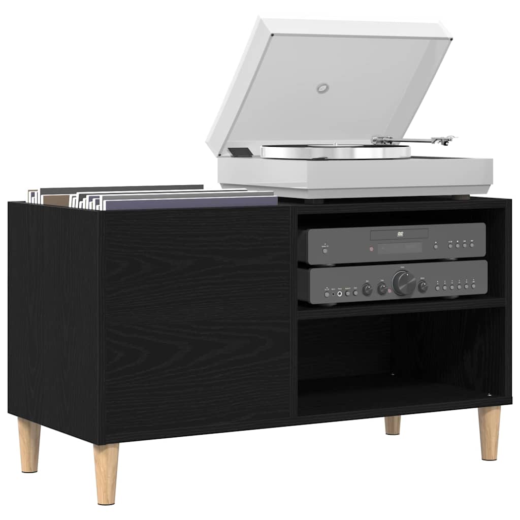 Schallplattenschrank mit Regal Schwarze Eiche 84.5 x 38 x 48 cm