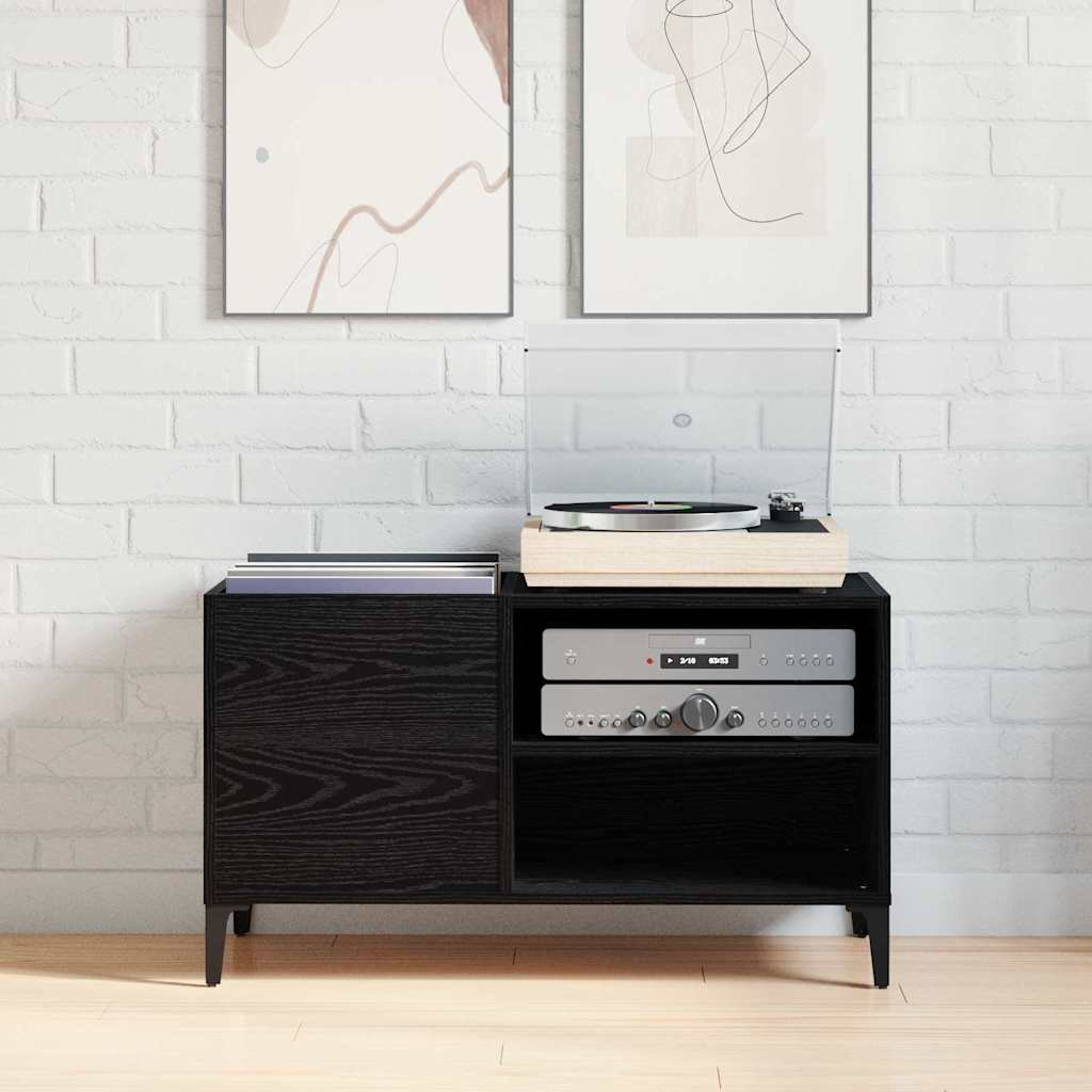 Schallplattenschrank mit Regal Schwarze Eiche 84.5 x 38 x 48 cm
