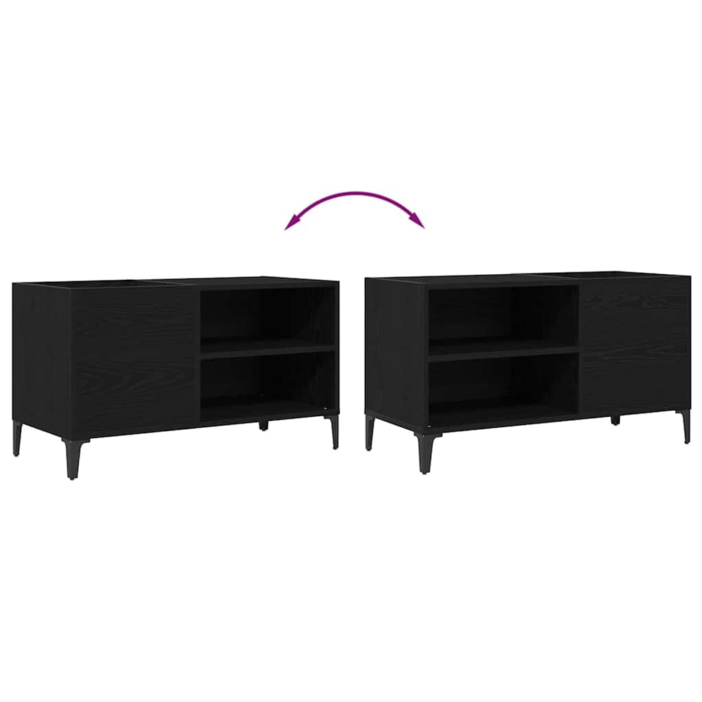 Schallplattenschrank mit Regal Schwarze Eiche 84.5 x 38 x 48 cm