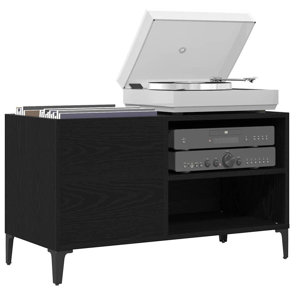 Schallplattenschrank mit Regal Schwarze Eiche 84.5 x 38 x 48 cm