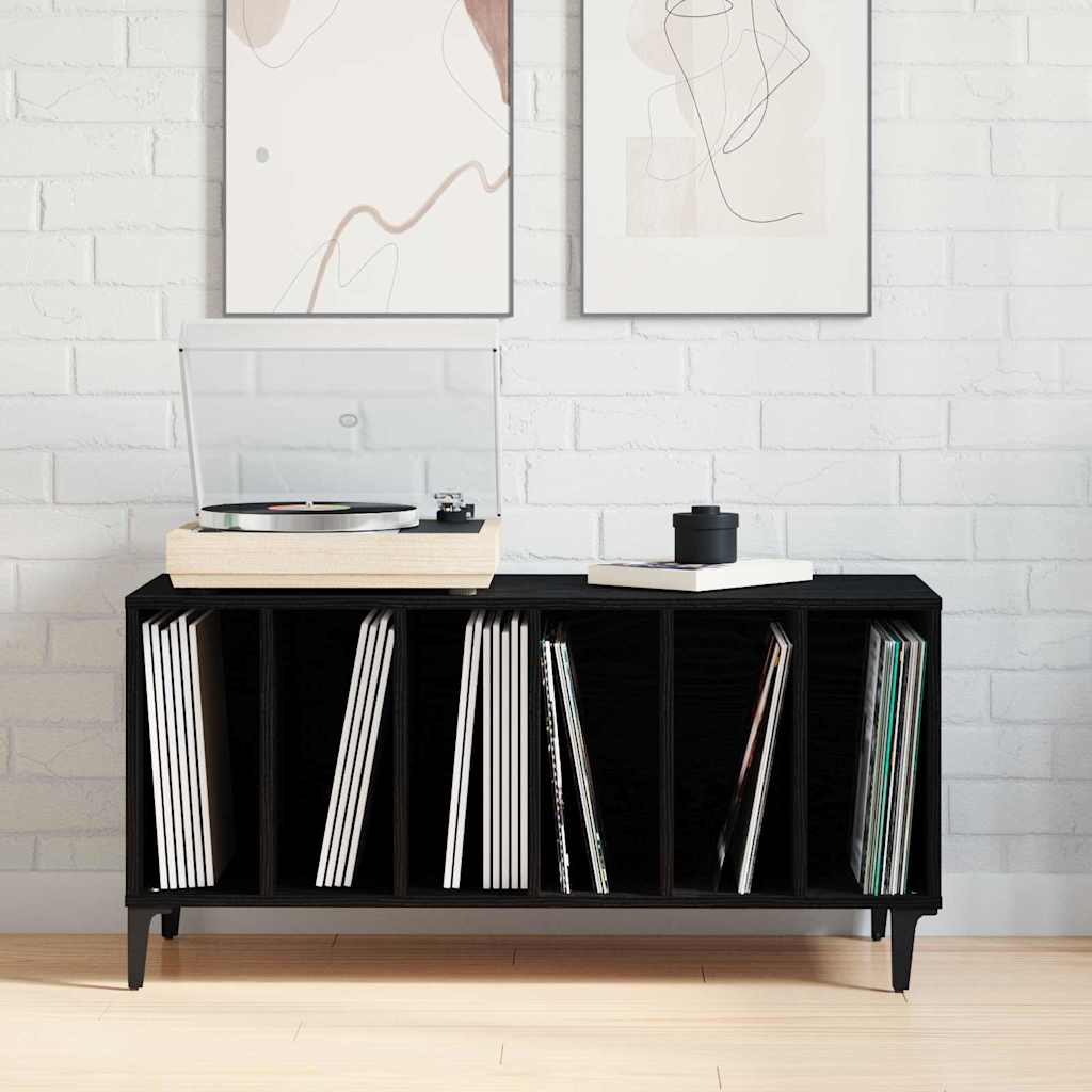 Schallplattenschrank mit Regal Schwarze Eiche 100 x 38 x 48 cm