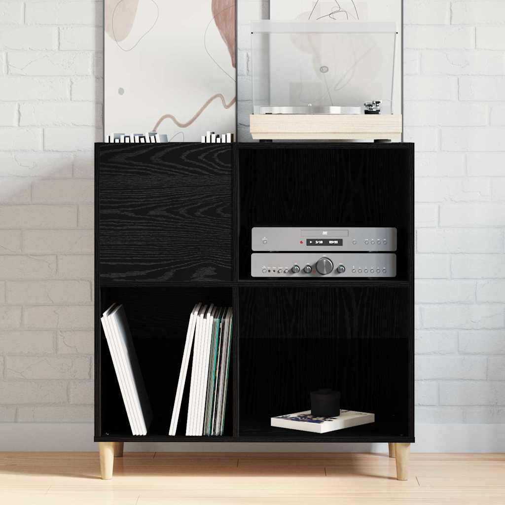 Schallplattenschrank mit Regal Schwarze Eiche 84.5 x 38 x 89 cm