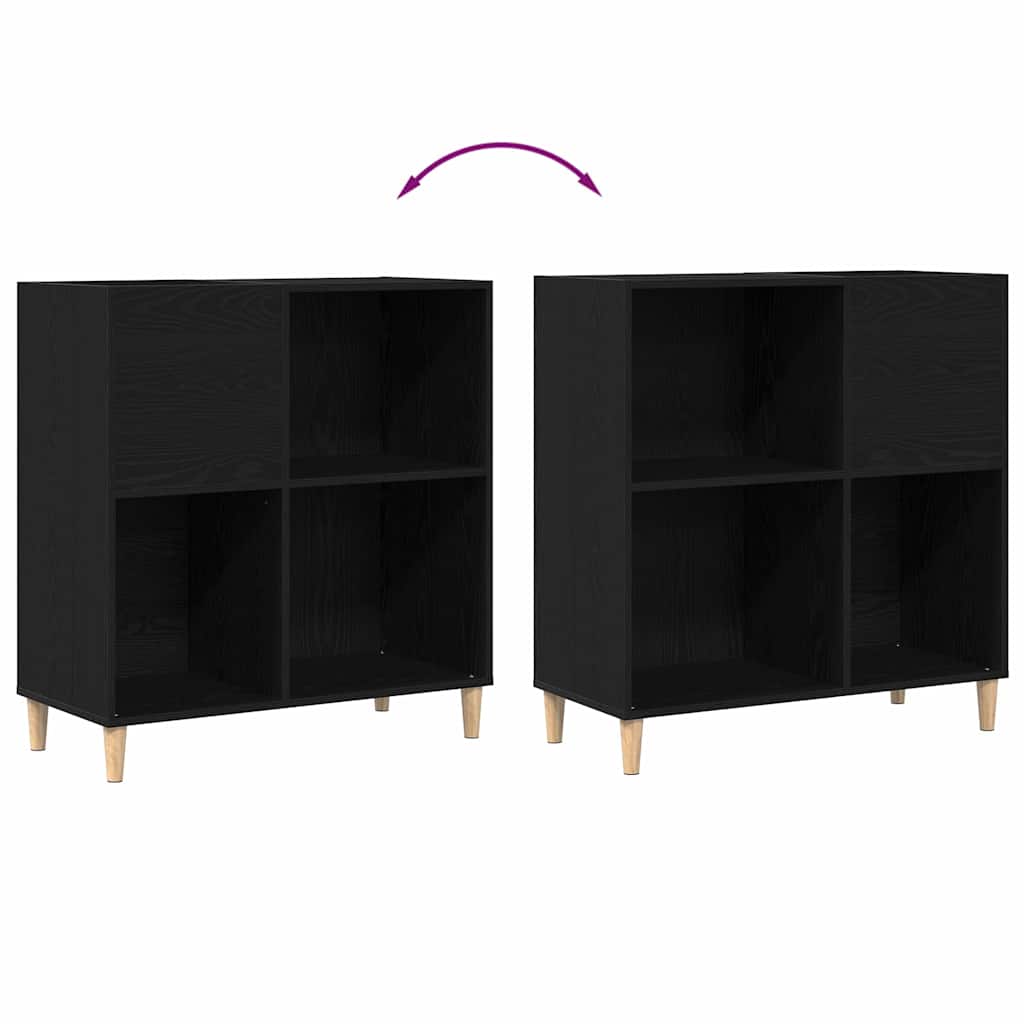 Schallplattenschrank mit Regal Schwarze Eiche 84.5 x 38 x 89 cm