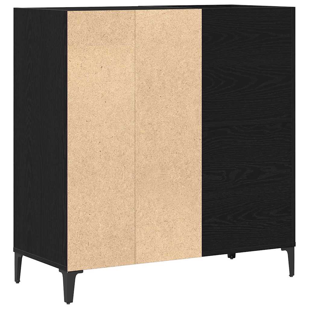 Schallplattenschrank mit Regal Schwarze Eiche 84.5 x 38 x 89 cm