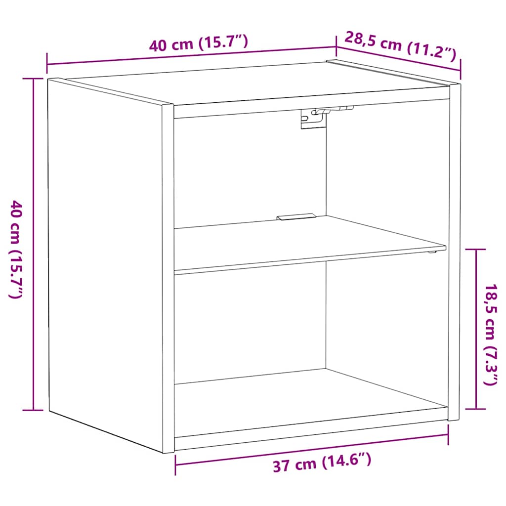 Schweberegal mit Regal Braun 40 x 28.5 x 40 cm Holzwerkstoff