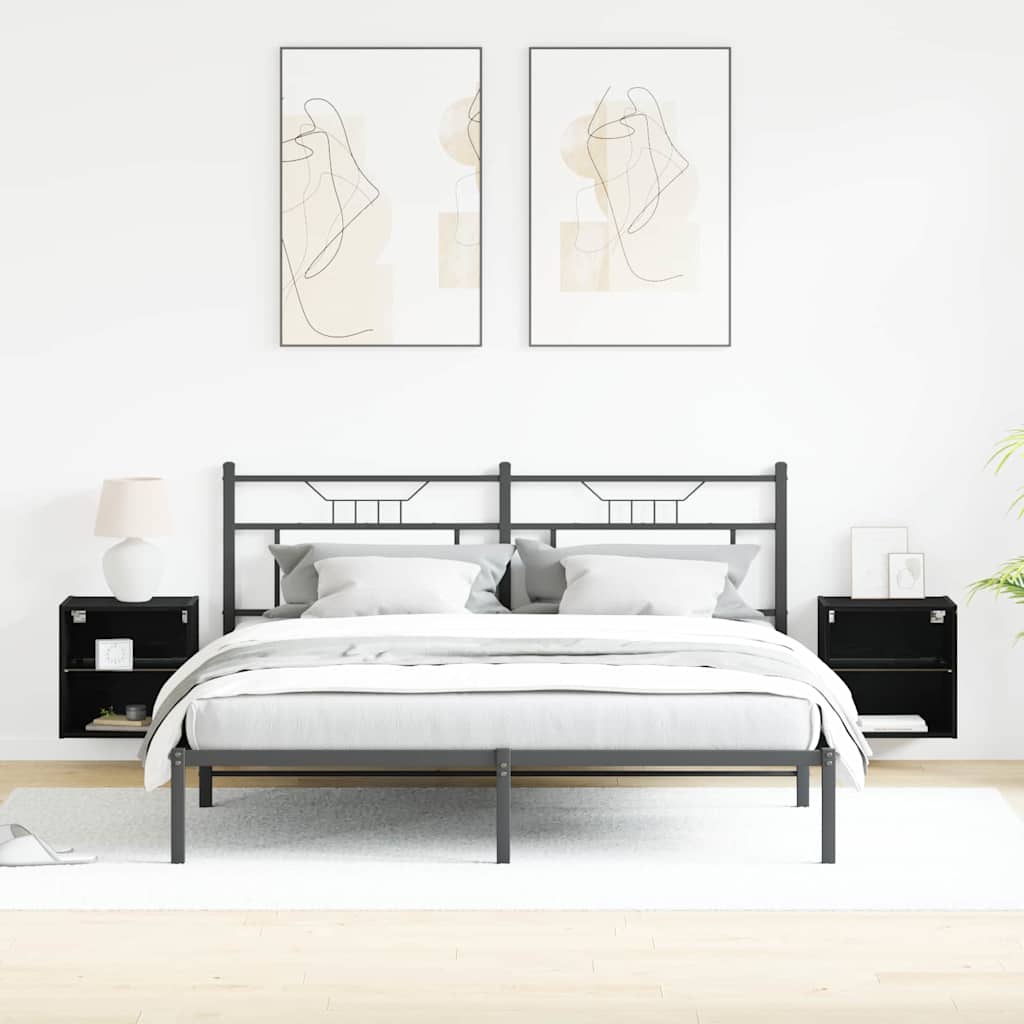 Schweberegal 2 pcs Schwarz 40 x 28.5 x 40 cm Holzwerkstoff