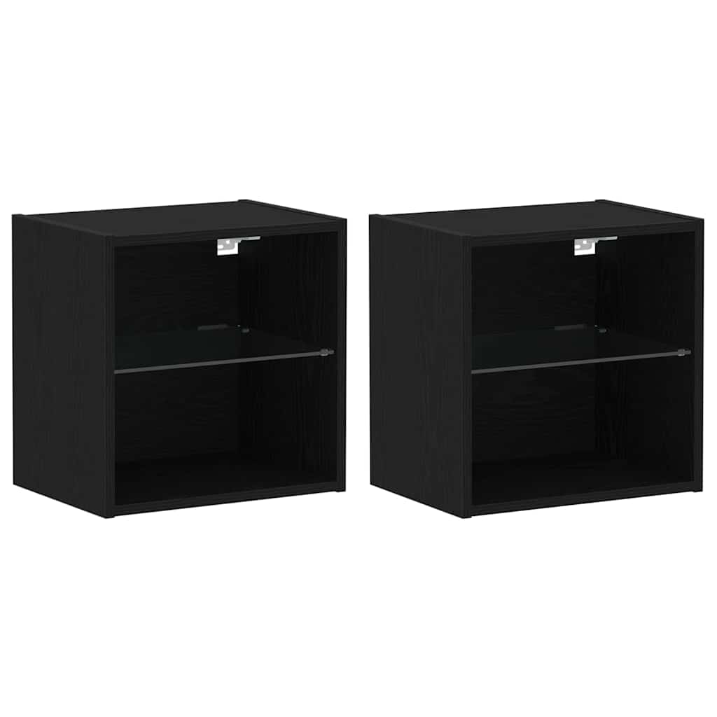 Schweberegal 2 pcs Schwarz 40 x 28.5 x 40 cm Holzwerkstoff