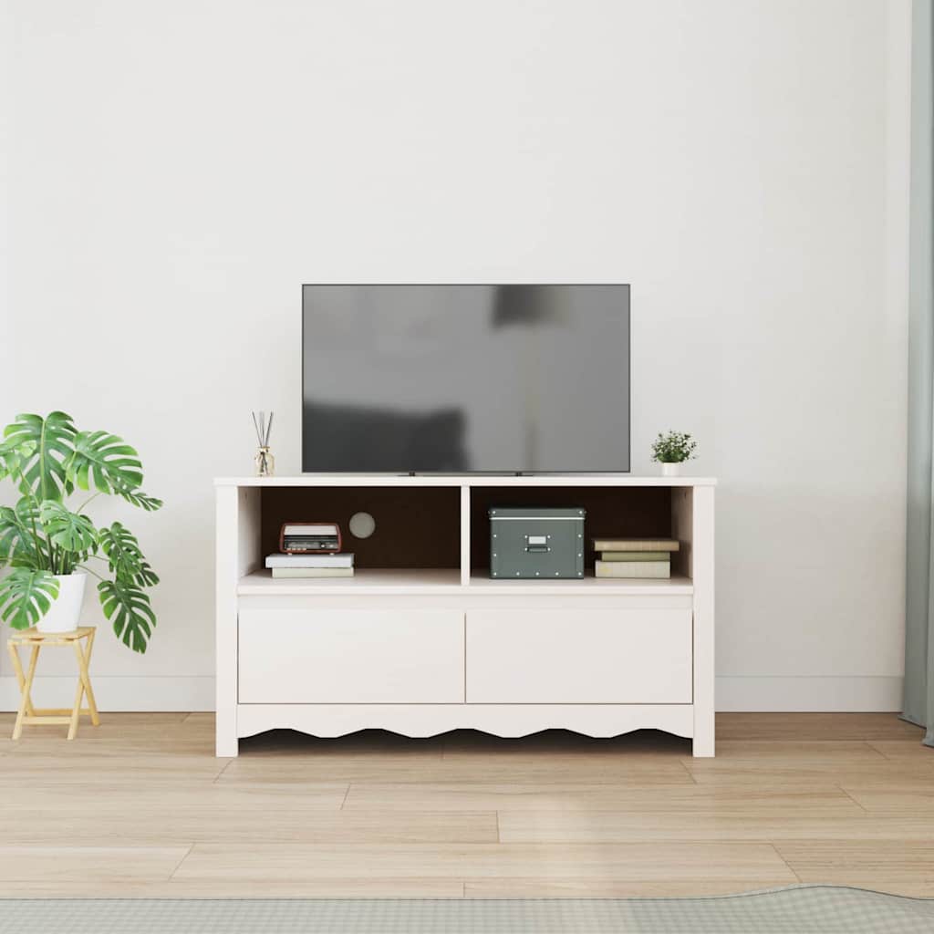 TV-Schrank Drammen Weiß 99 x 43 x 55 cm Massivholz Kiefer