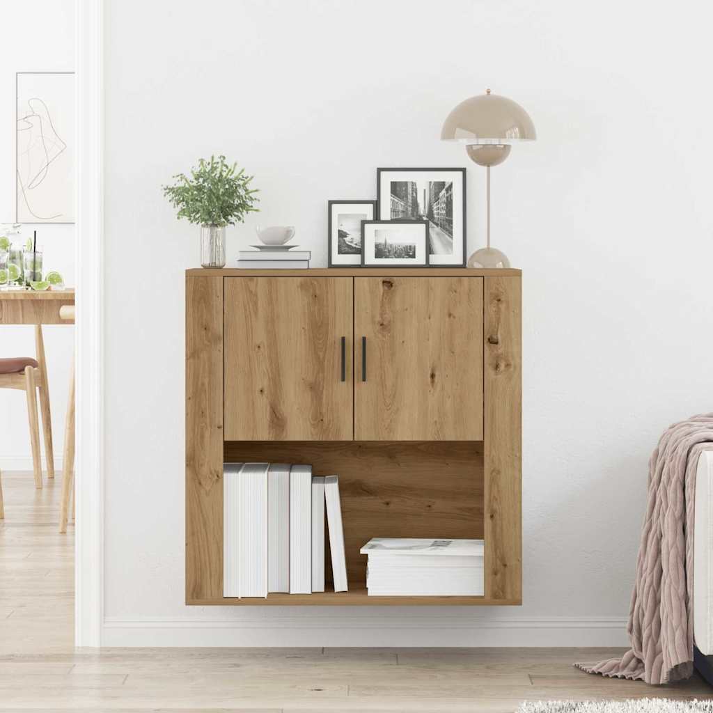 Wandschrank Eiche handwerklich 80 x 33 x 80 cm Holzwerkstoff