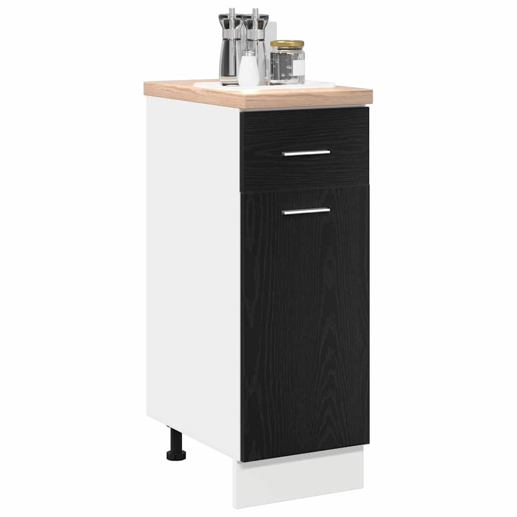 Schubladenunterschrank mit Tür Schwarze Eiche 30 x 46 x 81.5 cm