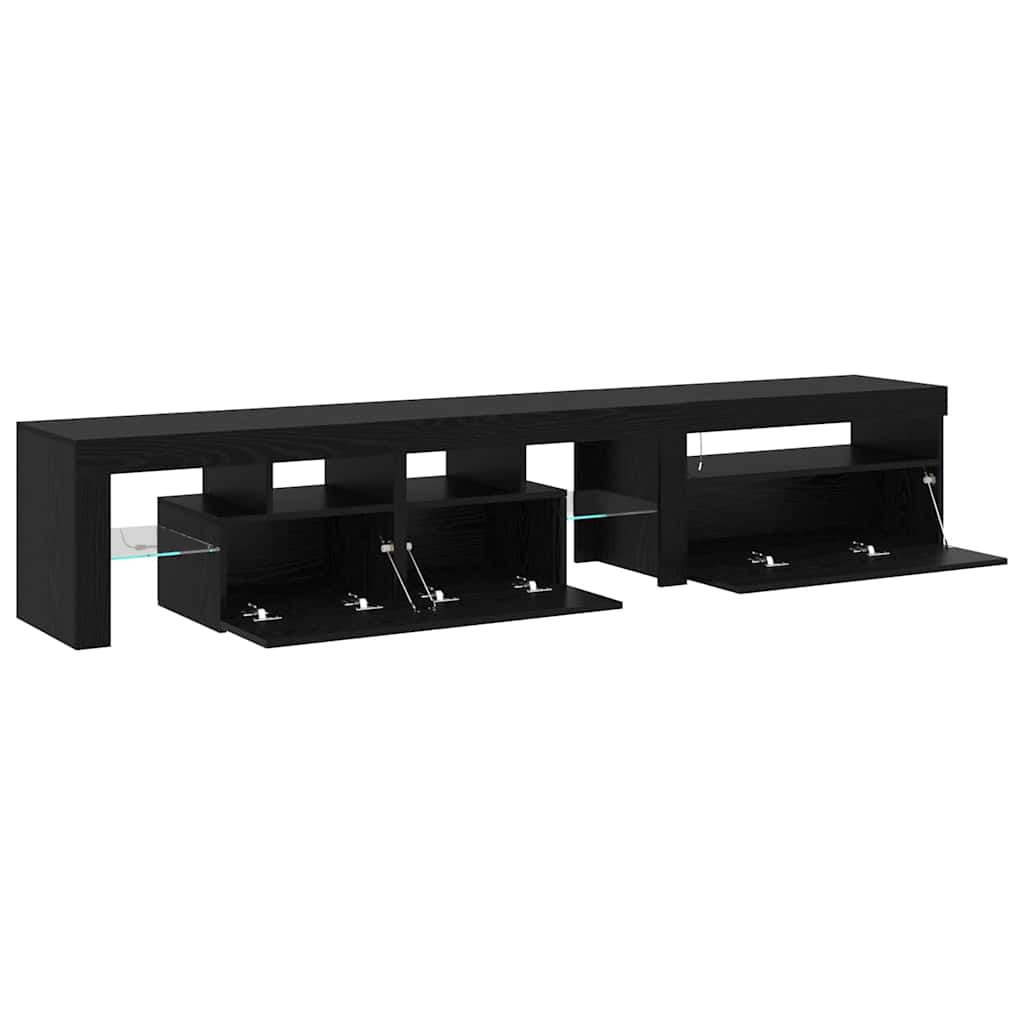TV-Schränke 2 Stk. mit LED-Leuchten Schwarz Eiche Holzwerkstoff